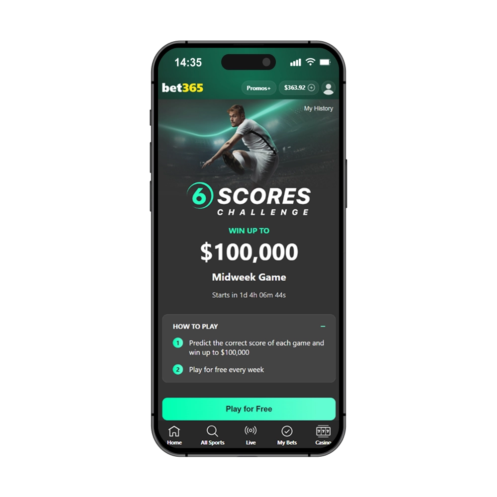 bet365 6 Scores Challenge