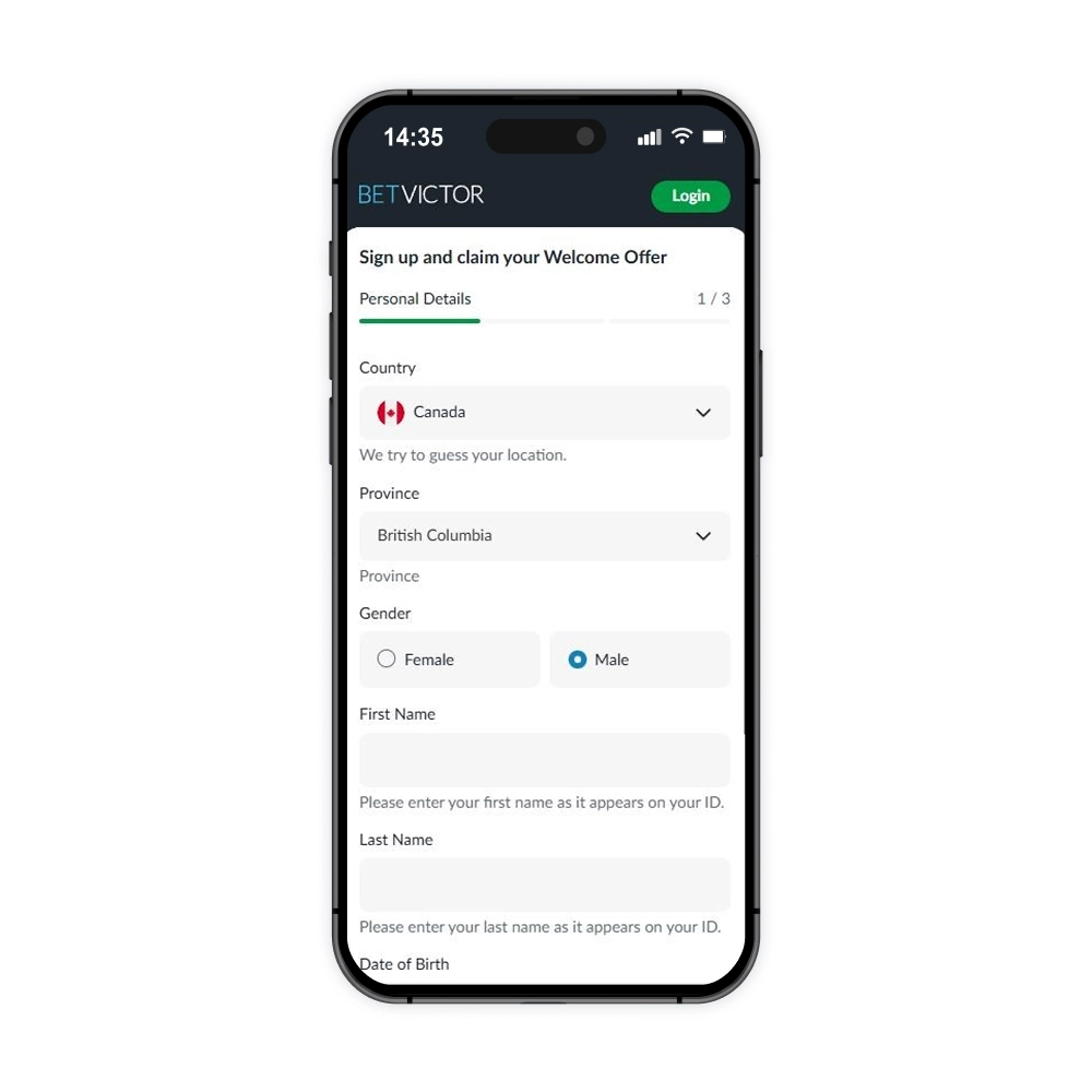 BetVictor registration