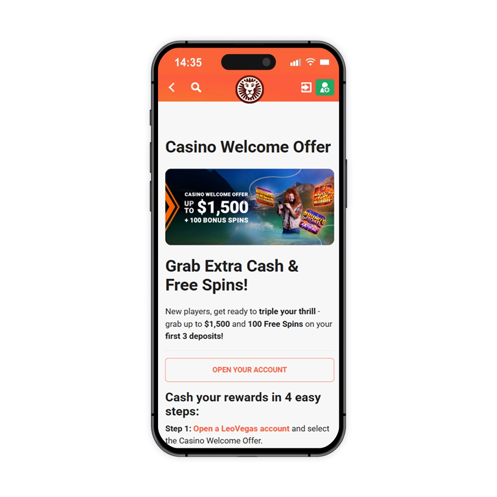 LeoVegas casino welcome offer