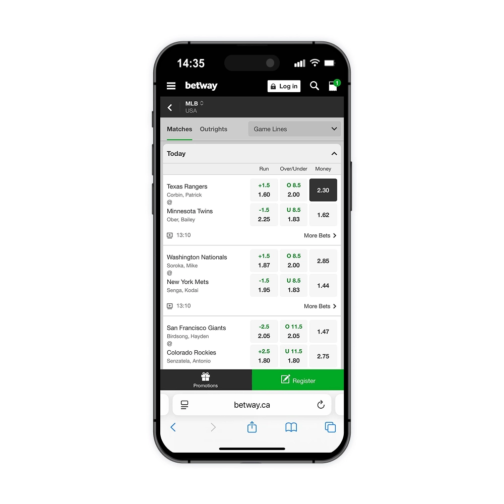 Betway odds margins