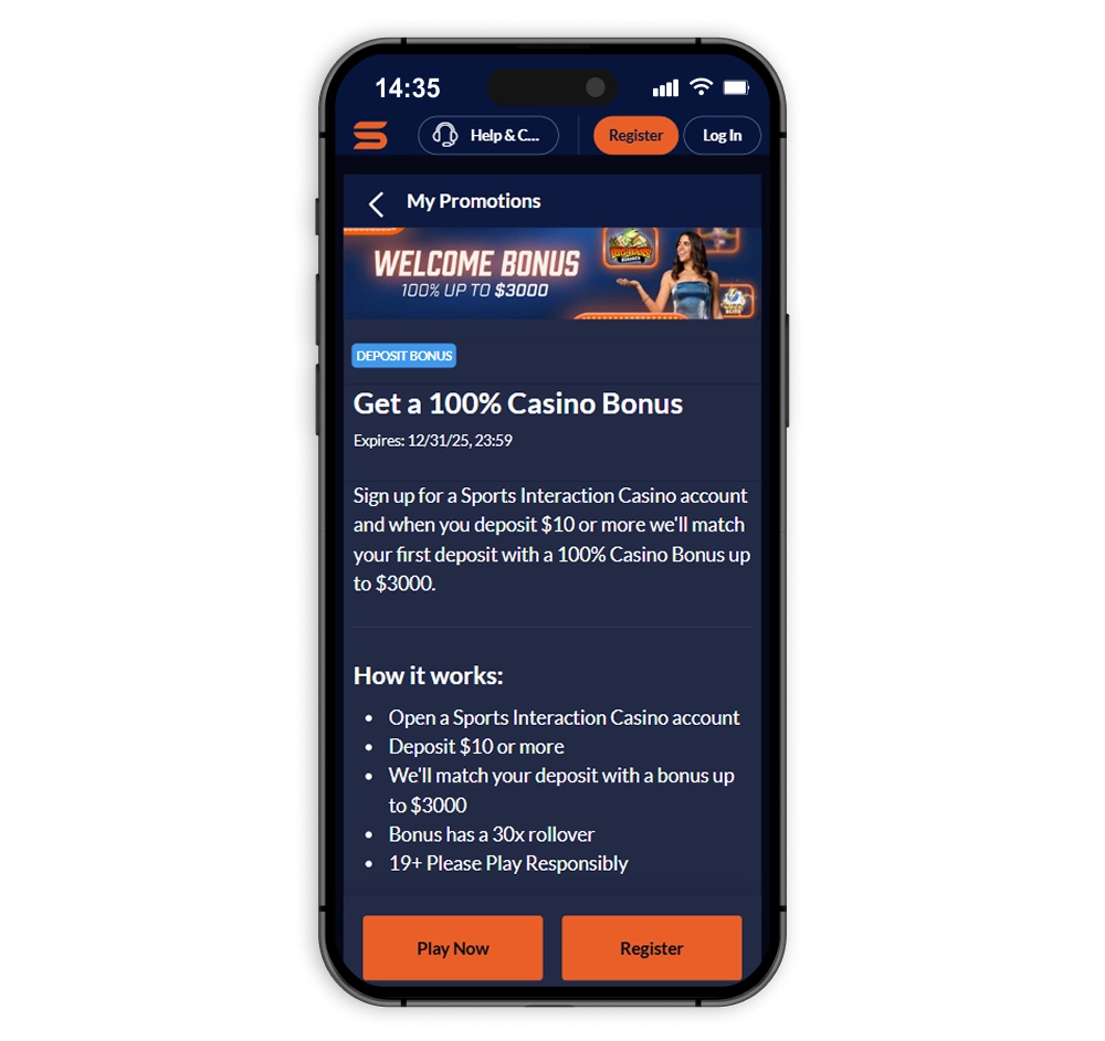 Sports Interaction casino bonus