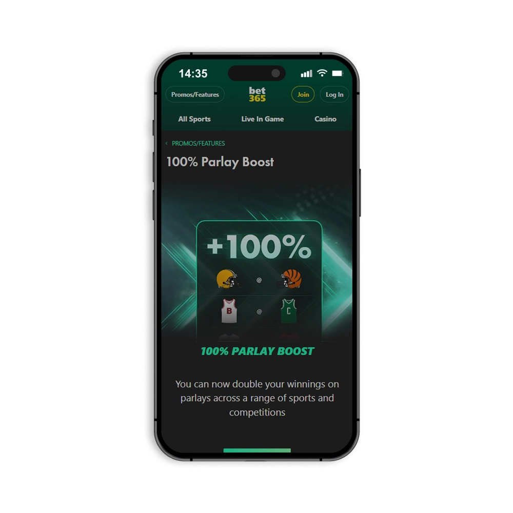 bet365 100% parlay boost